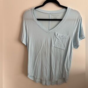 American Eagle Outfitters Soft Blue V-Neck Tee